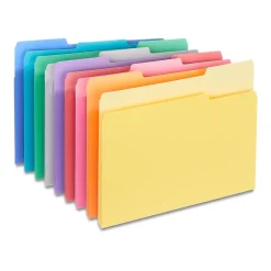 File Folders|Staples File Folders,1/3-Cut Tab, Letter Size, Colors, 250/Box (ST502678-CC) Assorted