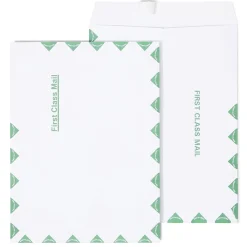 Online Staples First Class EasyClose Catalog Envelopes, 9"L x 12"H, White and Green, 100/Box (SPL486929)