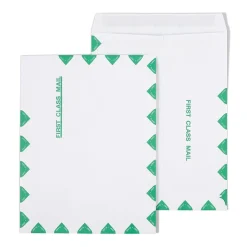 Staples First Class Self Seal #13 Envelope, 10" x 13", White with green diamond border, 100/Box (ST195032-CC)