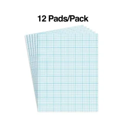 Notepads|Staples Graph Pad, 8.5" x 11" (US letter), Graph Ruled, White, 50 Sheets/Pad, 6 Pads/Pack (35705)