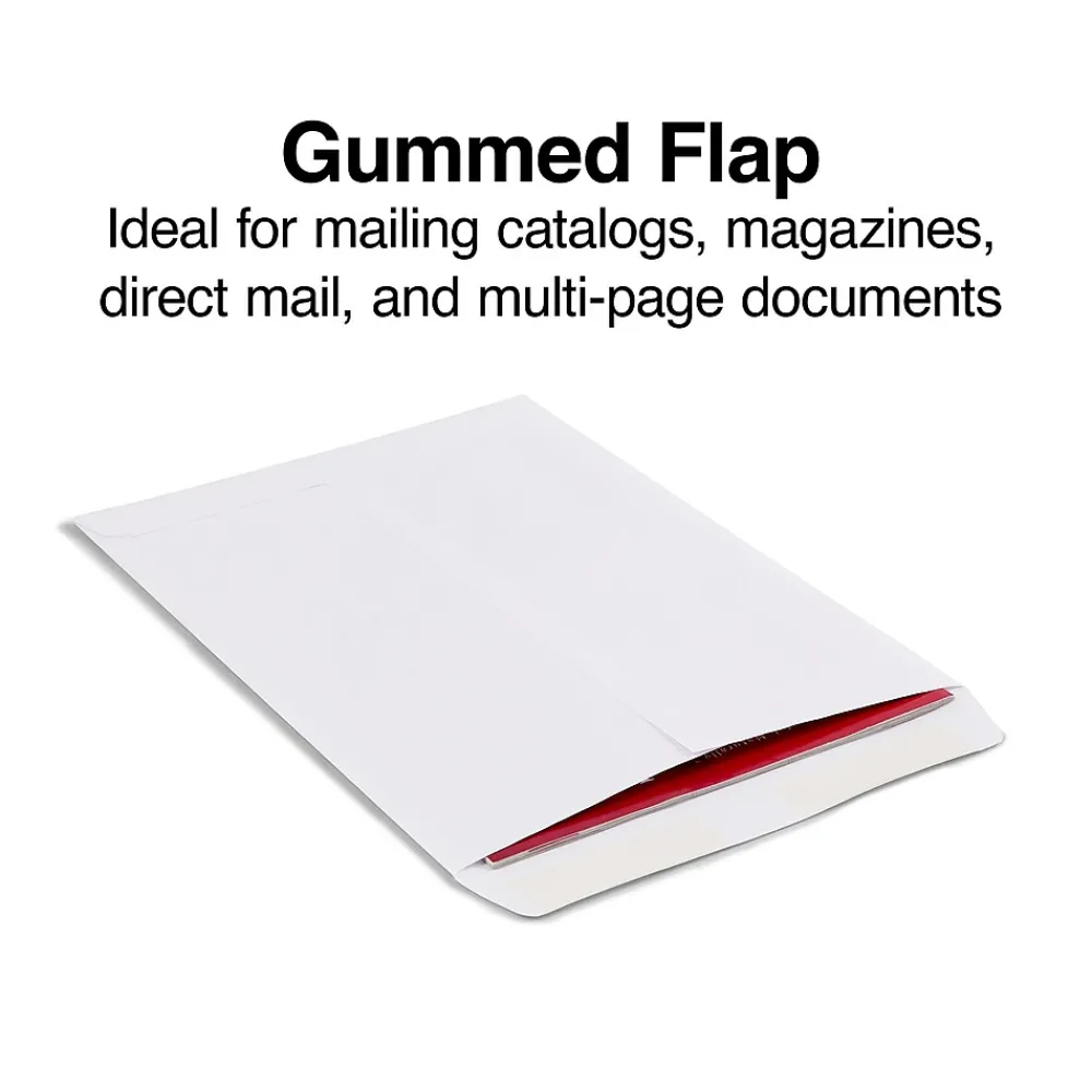 Staples Gummed Catalog Envelopes, 9"L x 12"H, White, 250/Box (486949R)