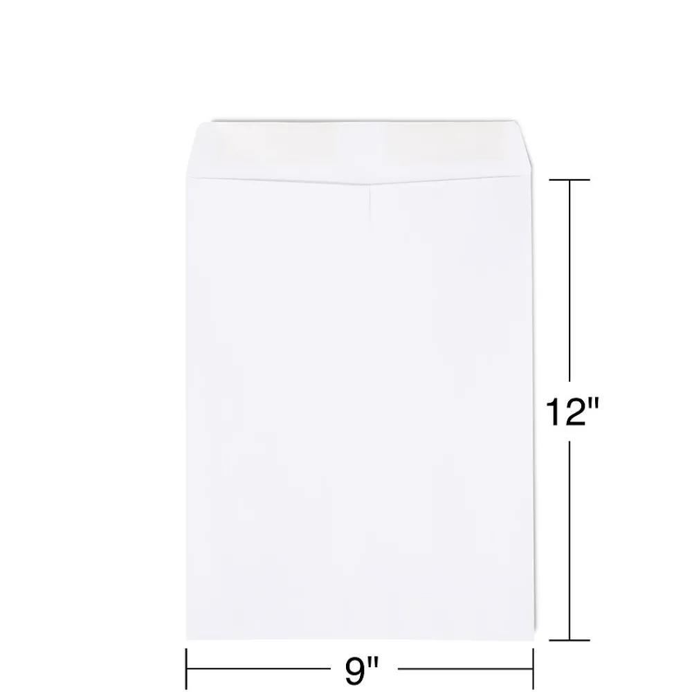 Staples Gummed Catalog Envelopes, 9"L x 12"H, White, 250/Box (486949R)