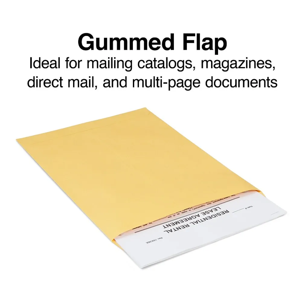 Outlet Staples Gummed Kraft Catalog Envelopes, 9"L x 12"H, Brown, 250/Box (486940/17032)