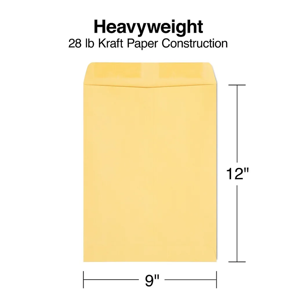 Outlet Staples Gummed Kraft Catalog Envelopes, 9"L x 12"H, Brown, 250/Box (486940/17032)