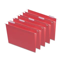 Hanging File Folders|Staples ® Hanging File Folders, 1/5-Cut Tab, Letter Size, , 25/Box (ST163535-CC) Red