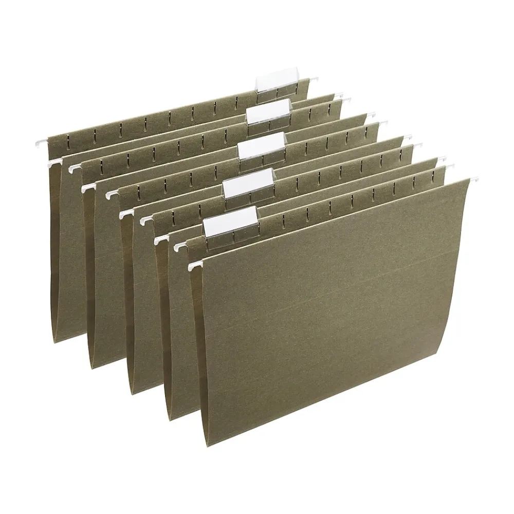 Hanging File Folders|Staples ® Hanging File Folders, 5-Tab, Letter Size, Standard Green, 250/Carton (ST116764CT)