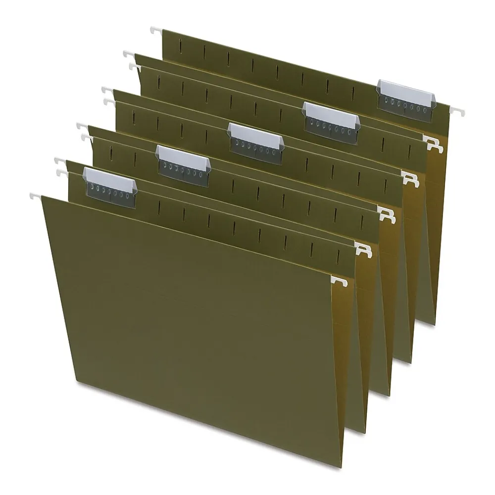 Hanging File Folders|Staples Hanging File Folders, 1/5-Cut Tab, LLetter Size, Standard Green, 50/Box (45444-US)