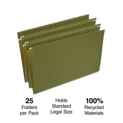 Hanging File Folders|Staples Hanging File Folder, Stright Cut, Legal Size, Standard Green, 25/Box (ST521252/521252)