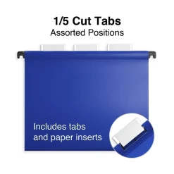 Hanging File Folders|Staples ® Hanging File Folder, 5-Tab, Letter Size, Assorted, 20/Box (ST13324/TR13324)
