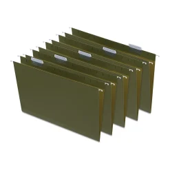 Hanging File Folders|Staples Heavy Duty Box Bottom Hanging File Folder, 2" Expansion, 1/5-Cut Tab, Legal Size, Standard Green, 25/Box