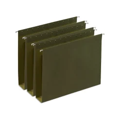 Hanging File Folders|Staples Heavy Duty Box-Bottom Hanging File Folders, 2" Expansion, 1/5-Cut Tab, Letter Size, , 25/Box (ST117515) Green
