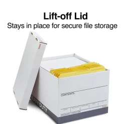 File Storage|Staples Heavy Duty File Box, Lift Off Lid, Letter/Legal, White/Gray, 12/Carton (TR59219)