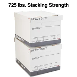 File Storage|Staples Heavy Duty File Box, Lift Off Lid, Letter/Legal, White/Gray, 12/Carton (TR59219)