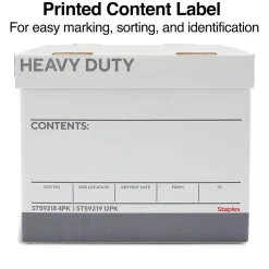 File Storage|Staples Heavy Duty File Box, Lift Off Lid, Letter/Legal, White/Gray, 12/Carton (TR59219)