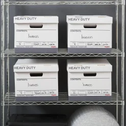 File Storage|Staples Heavy Duty File Box, Lift Off Lid, Letter/Legal, White/Gray, 12/Carton (TR59219)