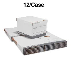 File Storage|Staples Heavy Duty File Box, Lift Off Lid, Letter/Legal, White/Gray, 12/Carton (TR59219)