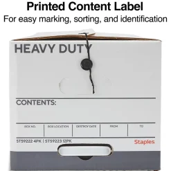 File Storage|Staples Heavy Duty File Box, String and Button Lid, Letter, White/Gray, 4/Pack (TR59222)