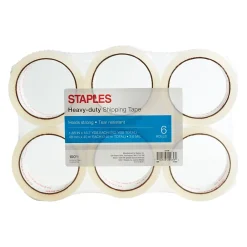 Hot Staples ® Heavy-Duty Shipping Tape, 1.88" x 43.7 Yds, Clear, 6/Rolls (ST-HM-40-6)