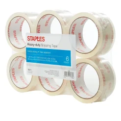 Hot Staples ® Heavy-Duty Shipping Tape, 1.88" x 43.7 Yds, Clear, 6/Rolls (ST-HM-40-6)