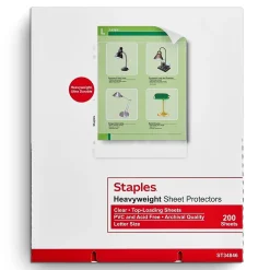 Sheet Protectors|Staples Heavyweight Sheet Protector, 8.5" x 11", Clear, 200/Box (34846)