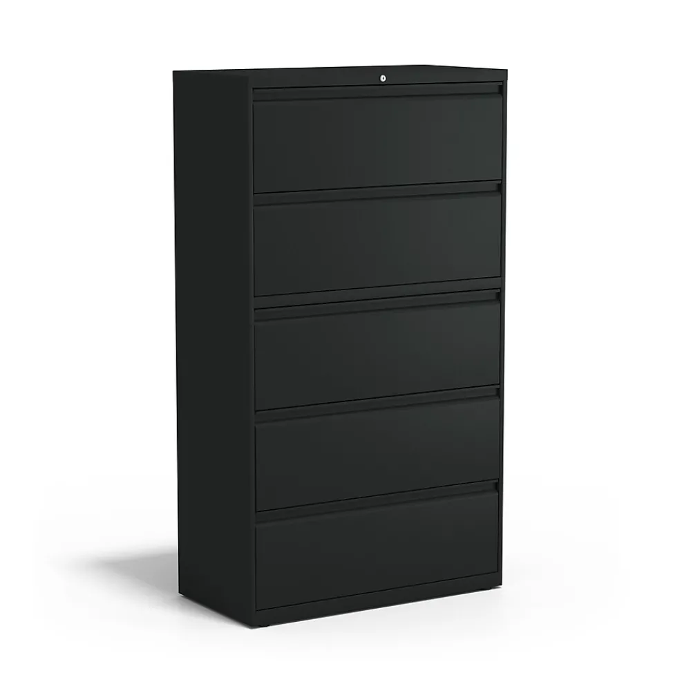 File Cabinets*Staples HL8000 Commercial 5-Drawer Lateral File Cabinet, Locking, Letter/Legal, Black, 36"W (21754D)
