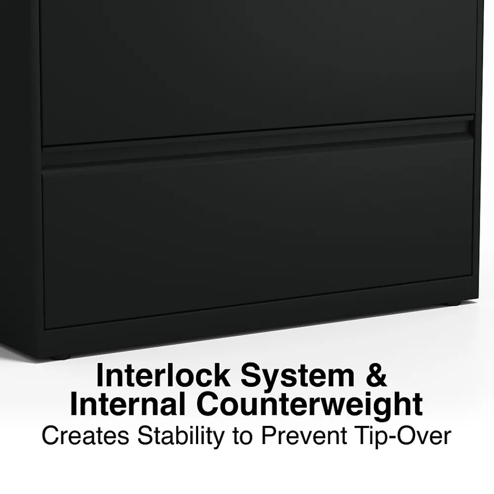 File Cabinets*Staples HL8000 Commercial 5-Drawer Lateral File Cabinet, Locking, Letter/Legal, Black, 36"W (21754D)