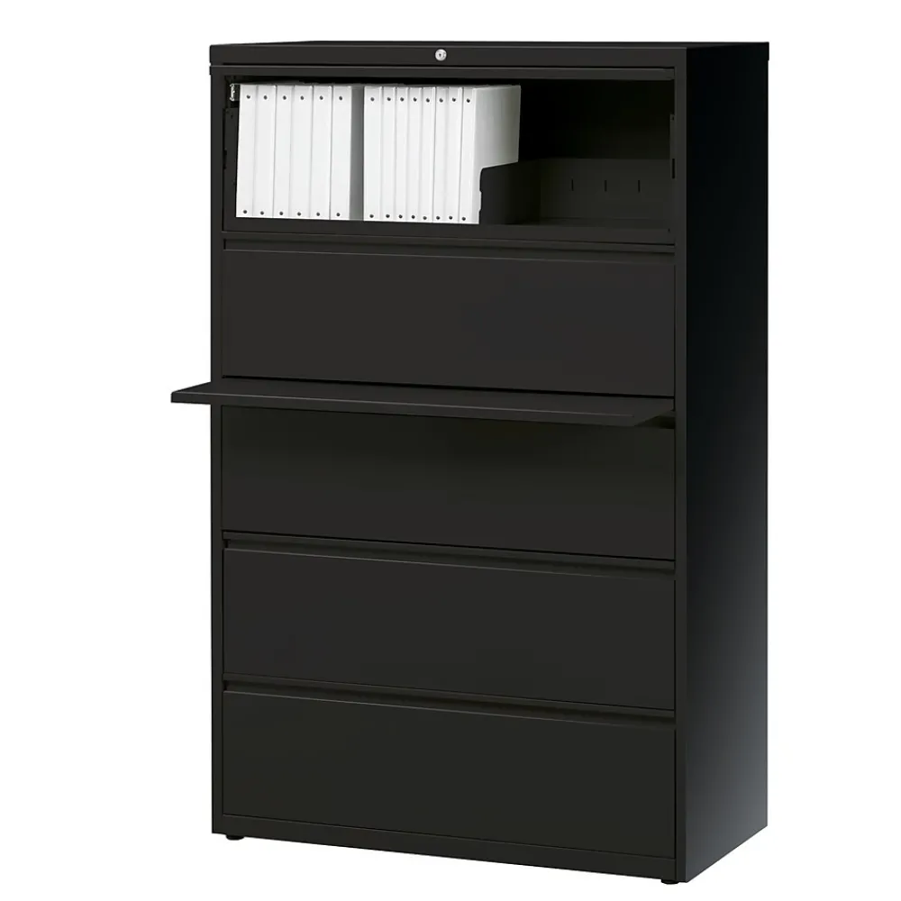 File Cabinets*Staples HL8000 Commercial 5-Drawer Lateral File Cabinet, Locking, Letter/Legal, Black, 36"W (21754D)
