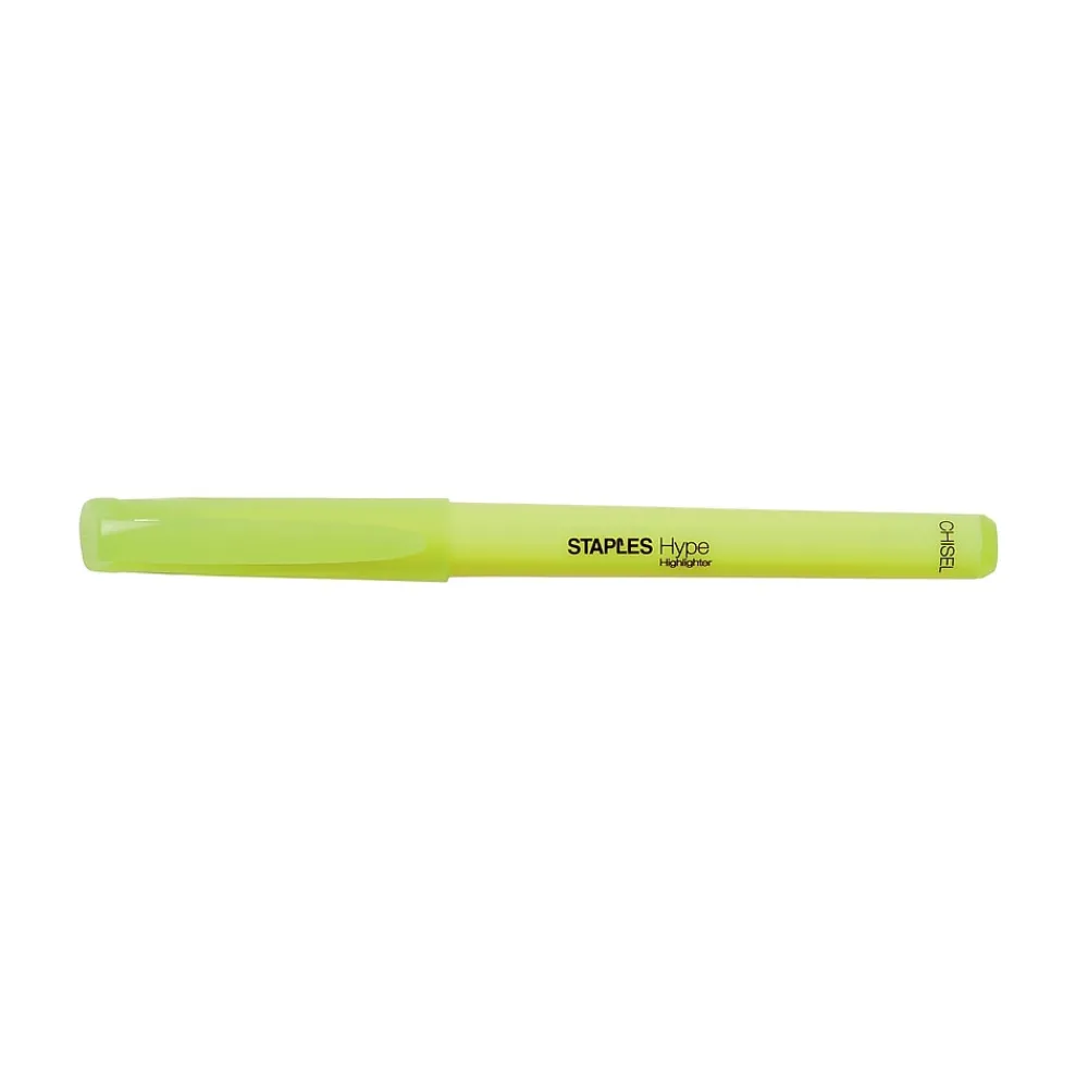 Highlighters|Staples Hype Stick Highlighters, Chisel, Yellow, 5/Pack (29346)