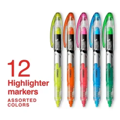 Highlighters|Staples Hype! Stick Highlighters, Chisel, Assorted, Dozen (14598)