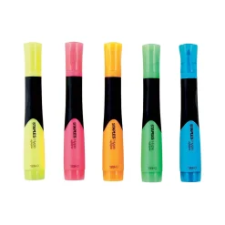 Highlighters|Staples Hype Tank Highlighters with Grip, Chisel Tip, Assorted, 5/Pack (29228)