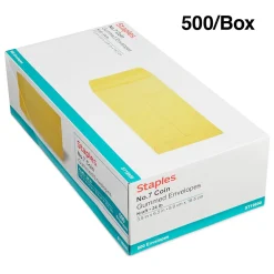 Staples Kraft #7 Currency Envelopes, 3 1/2 x 6 1/2, Brown, 500/Box (SPL17199)