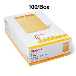 Outlet Staples Kraft Clasp & Moistenable Glue Catalog Envelopes, 9