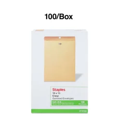 Discount Staples Kraft Clasp & Moistenable Glue Catalog Envelopes, 10