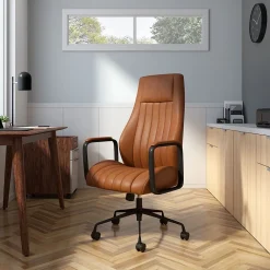 Office Chairs*Staples ® Laconia Ergonomic Leather Swivel Manager Chair, Brown (HLC-3932)