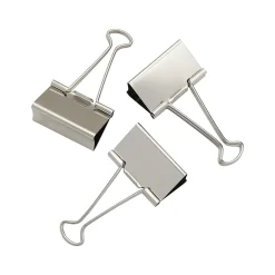 Clips & Fasteners|Staples Large Binder Clips, Large, Satin Silver, 12/Pack (21598)