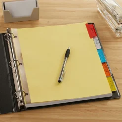 Dividers|Staples Large Tab Insertable Dividers, 5-Tab, Assorted Colors, 4/Pack (13515/14481)