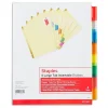 Dividers|Staples Large Tab Insertable Paper Divider, 8 Tabs, Buff with Assorted-Color Tabs, 4 Sets (13517/14483)
