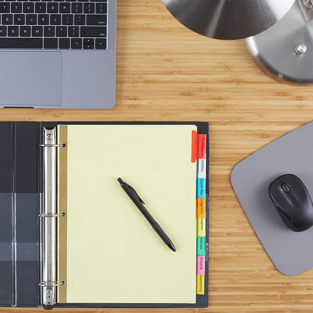 Dividers|Staples Large Tab Insertable Paper Divider, 8 Tabs, Buff with Assorted-Color Tabs, 4 Sets (13517/14483)