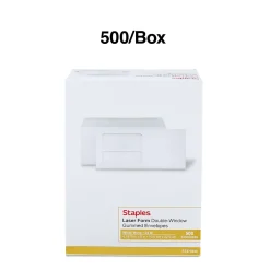 Outlet Staples Laser Forms Double Window Envelopes, Wove White, 500/Box (ST473949-CC)
