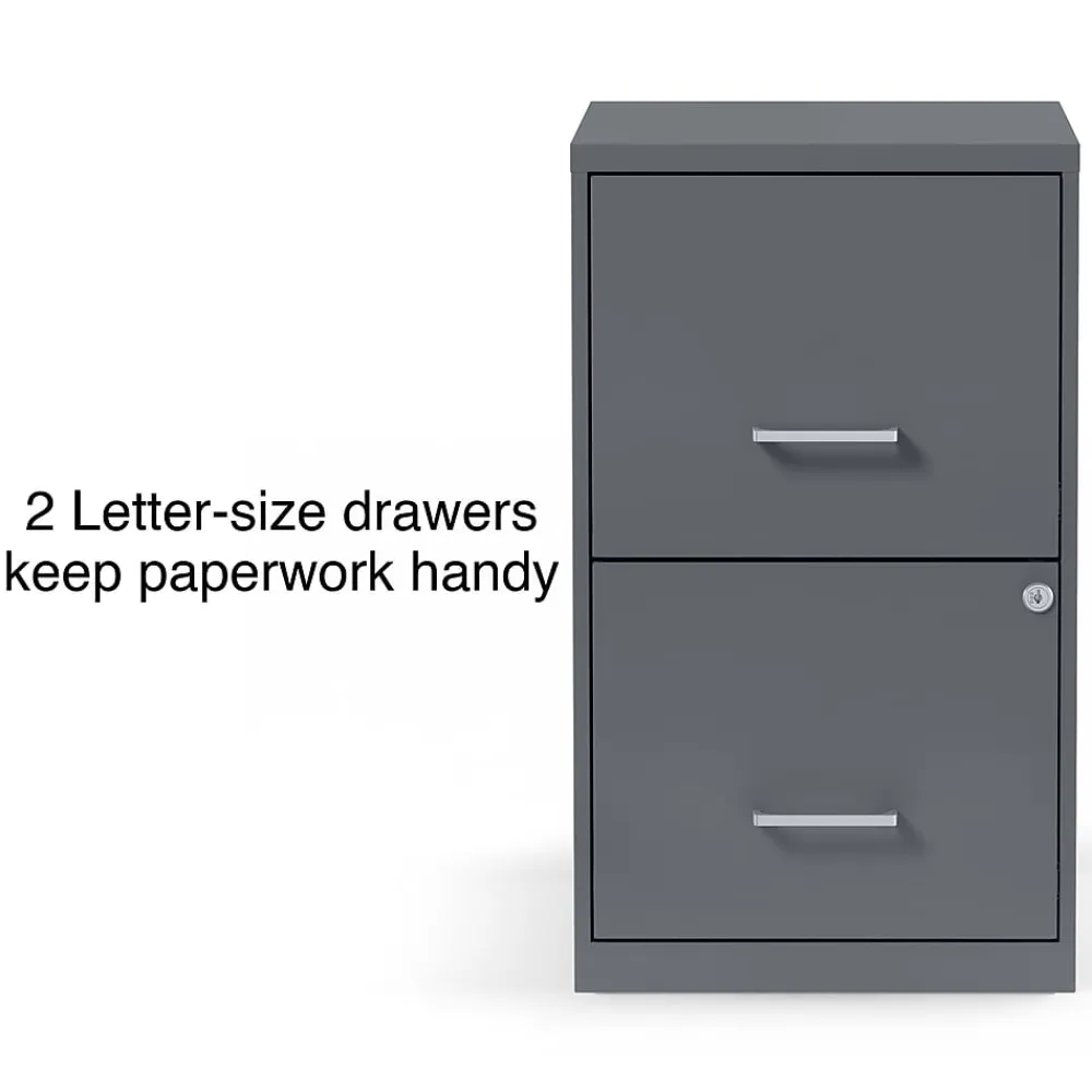 File Cabinets*Staples Light Duty 2-Drawer Mobile Vertical File Cabinet, Letter Size, Lockable, 24.1"H x 14.3"W x 18"D, Charcoal (ST52143-CC)