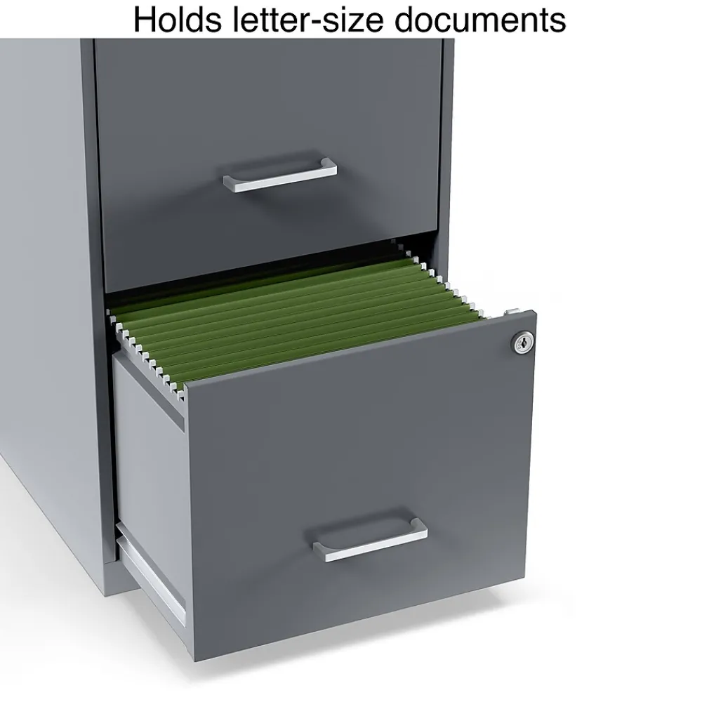 File Cabinets*Staples Light Duty 2-Drawer Mobile Vertical File Cabinet, Letter Size, Lockable, 24.1"H x 14.3"W x 18"D, Charcoal (ST52143-CC)