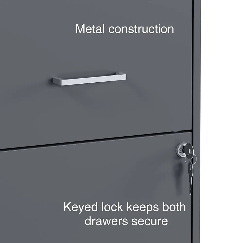 File Cabinets*Staples Light Duty 2-Drawer Mobile Vertical File Cabinet, Letter Size, Lockable, 24.1"H x 14.3"W x 18"D, Charcoal (ST52143-CC)