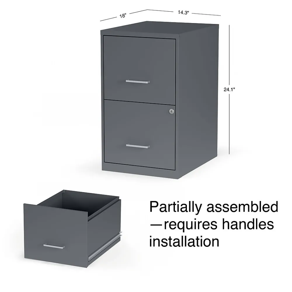 File Cabinets*Staples Light Duty 2-Drawer Mobile Vertical File Cabinet, Letter Size, Lockable, 24.1"H x 14.3"W x 18"D, Charcoal (ST52143-CC)
