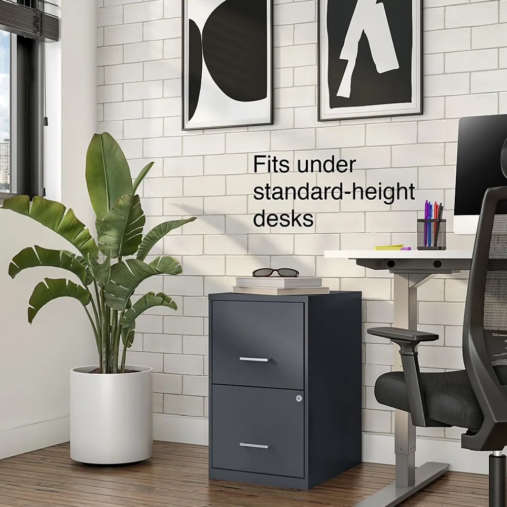 File Cabinets*Staples Light Duty 2-Drawer Mobile Vertical File Cabinet, Letter Size, Lockable, 24.1"H x 14.3"W x 18"D, Charcoal (ST52143-CC)