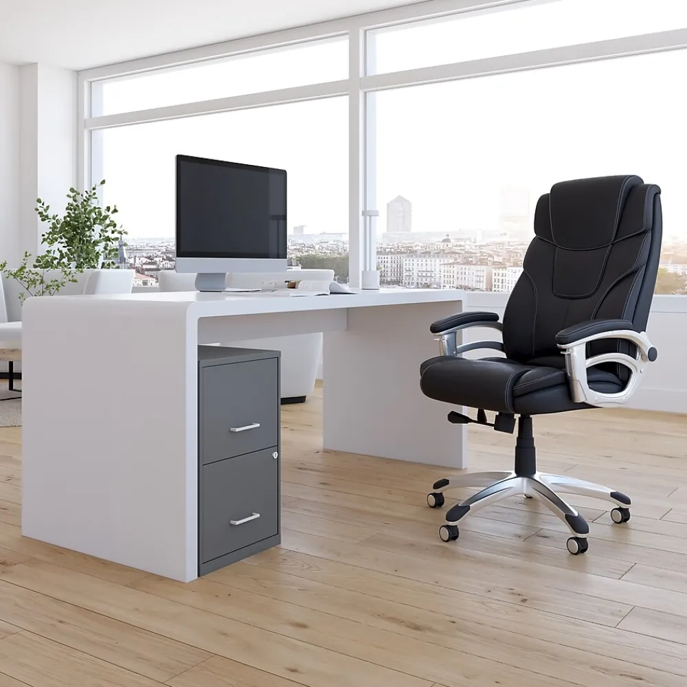 File Cabinets*Staples Light Duty 2-Drawer Mobile Vertical File Cabinet, Letter Size, Lockable, 24.1"H x 14.3"W x 18"D, Charcoal (ST52143-CC)