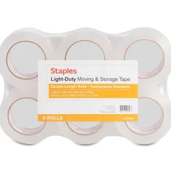 Staples ® Lightweight Moving & Storage Packing Tape, 1.88" x 109 yds., Clear, 6/Pack (ST61005/52200)
