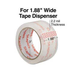 Clearance Staples ® Lightweight Moving & Storage Packing Tape, 1.88" x 54.6 yds., Clear, 36/Box (ST61004/52203)