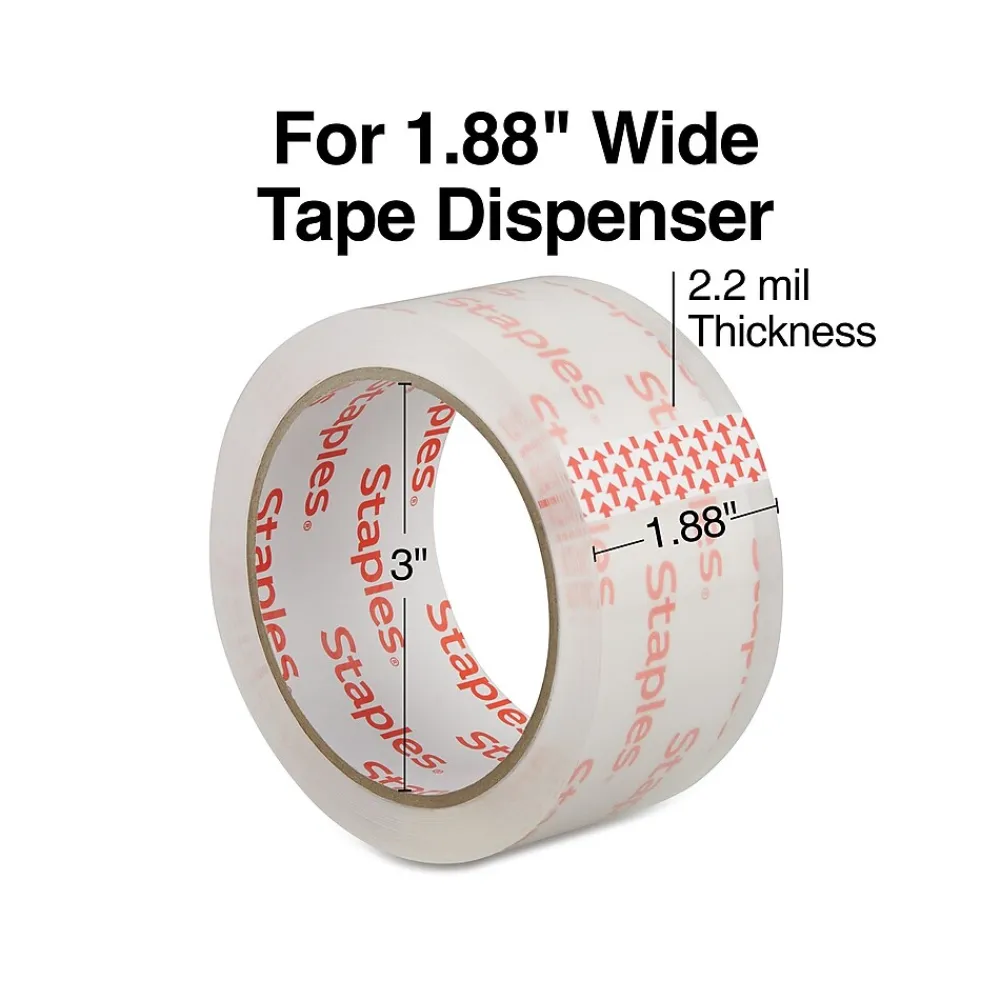 Clearance Staples ® Lightweight Moving & Storage Packing Tape, 1.88" x 54.6 yds., Clear, 36/Box (ST61004/52203)