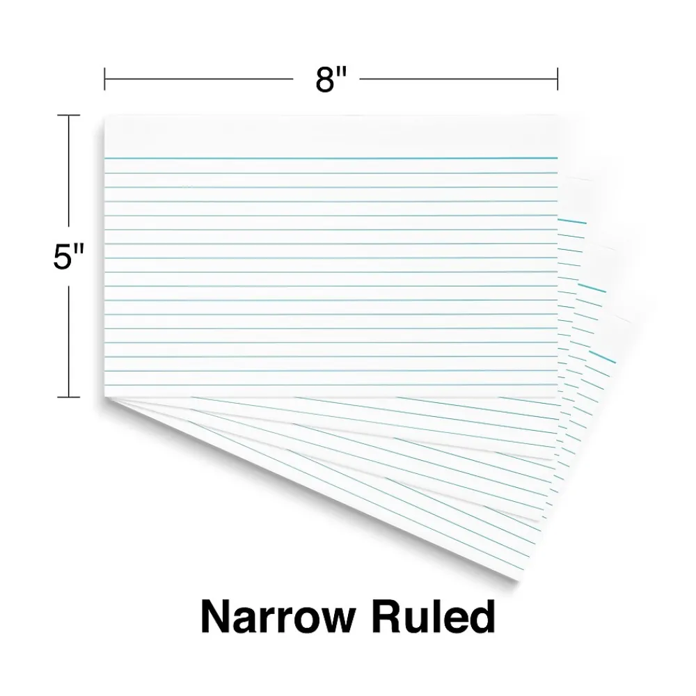 Index Cards*Staples ® Lined Index Cards, 5" x 8", White, 100 Cards/Pack (ST51016-CC)