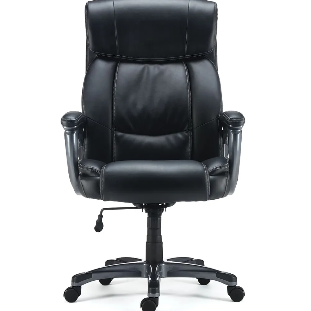 Office Chairs*Staples Lockland Ergonomic Leather Managers Big & Tall Chair, 400 lb. Capacity, Black (58067)